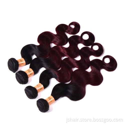 Two Tone Ombre Colored Brazilian hair Weave Bundles, 1B/99J Color Brazilian Body Wave Hair
